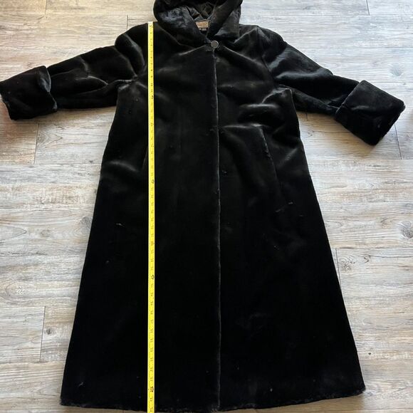 Midnight Velvet Long Coat Women Large Black Gothic Victorian Vintage Opera Hood - Picture 6 of 13